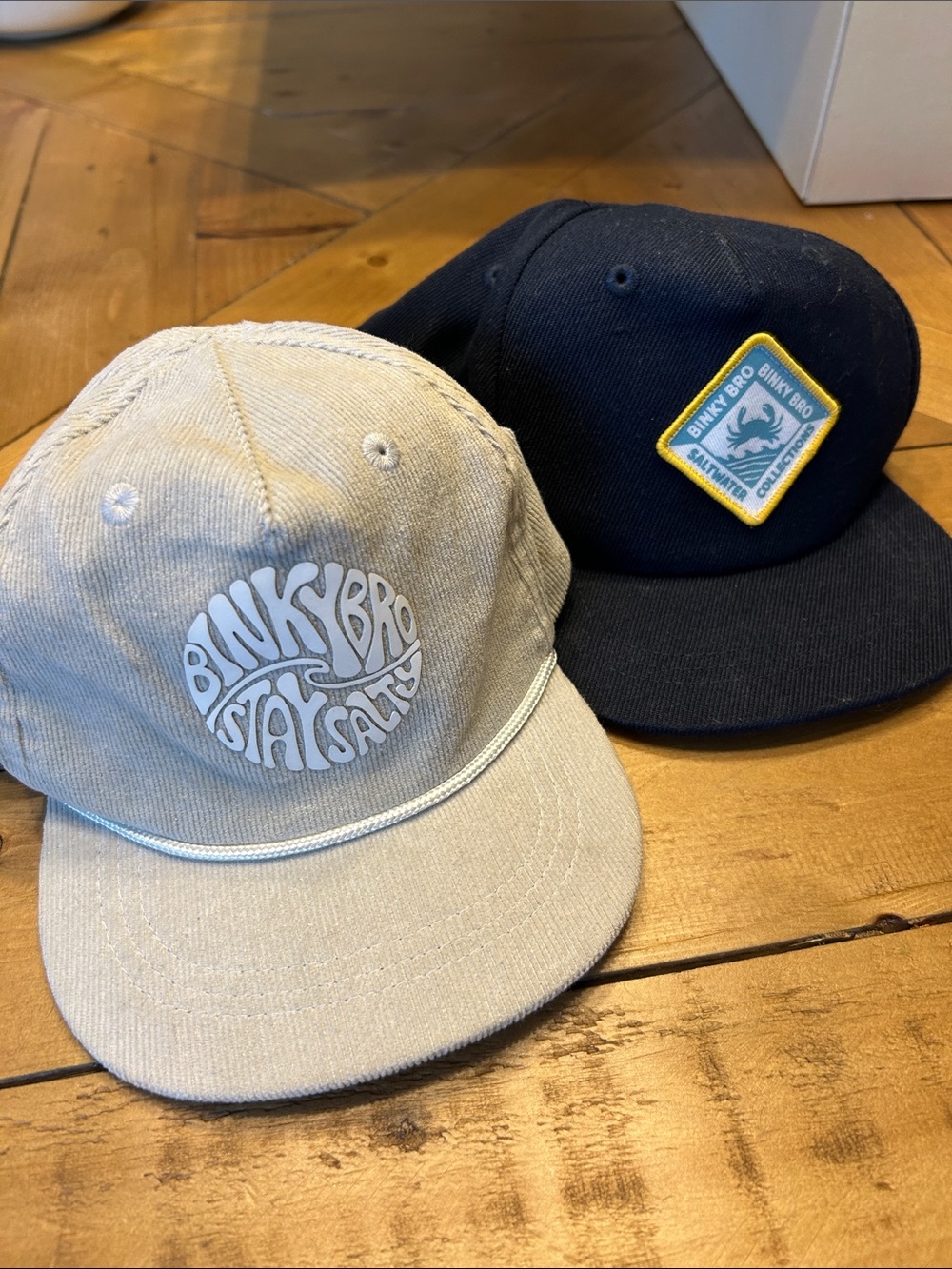 Two Binky Bro Kids hats in Sand and navy- Binky Bro